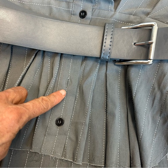 Zara charcoal gray pinstripe bustier corset top strapless raw unfinished hem L - Picture 10 of 16